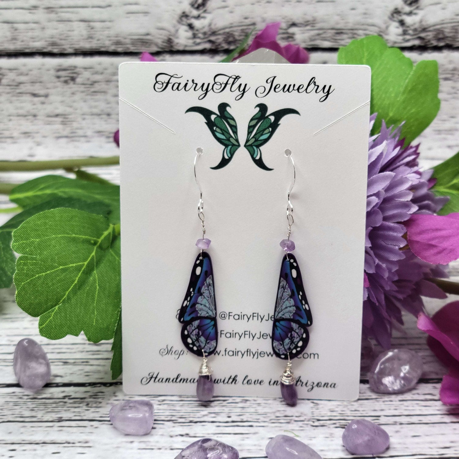 Perfectly Purple Featherweight Butterfly Sterling Silver Crystal Earrings