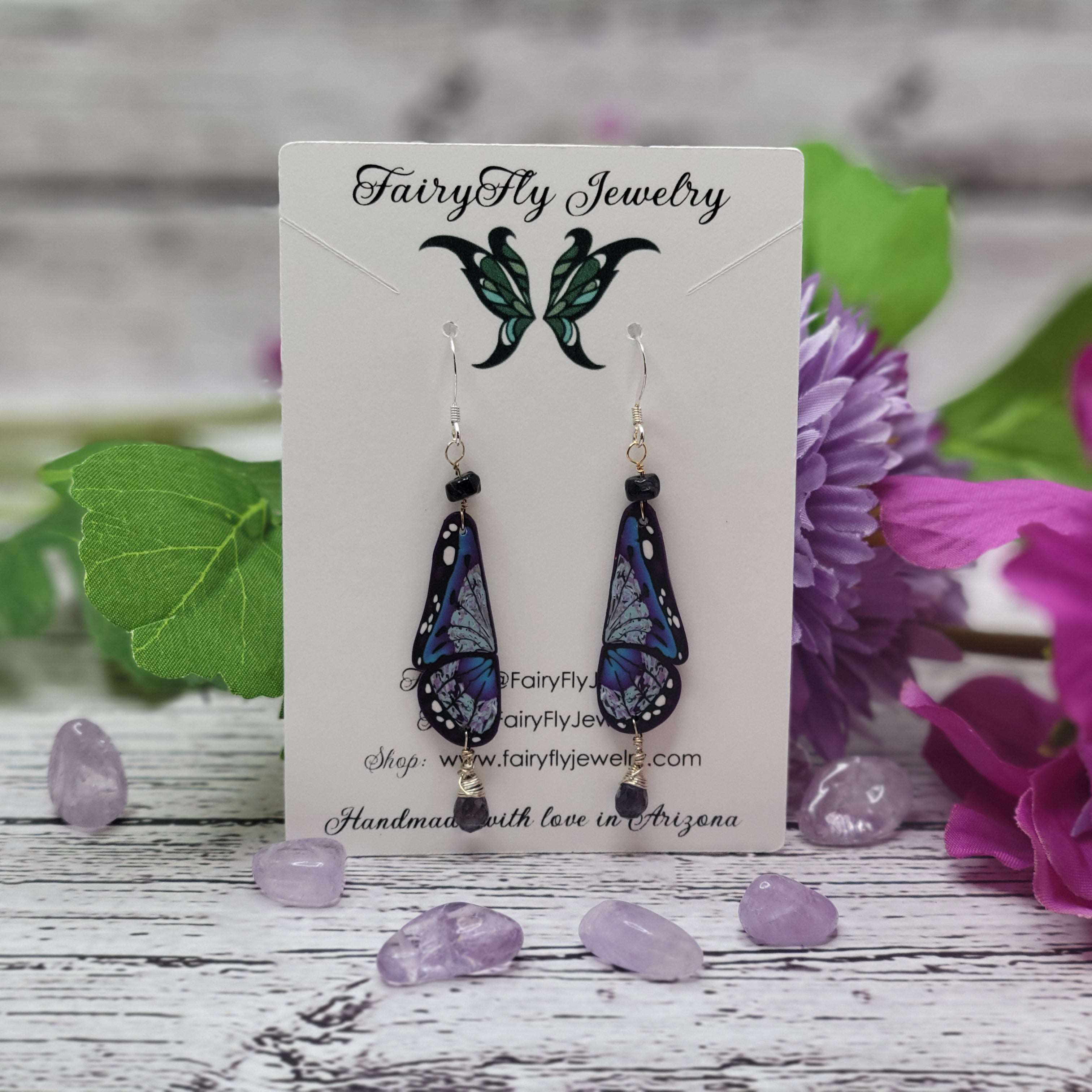 Perfectly Purple Featherweight Butterfly Sterling Silver Crystal Earrings