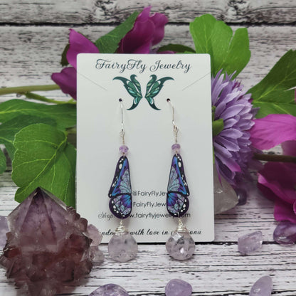 Perfectly Purple Featherweight Butterfly Sterling Silver Crystal Earrings