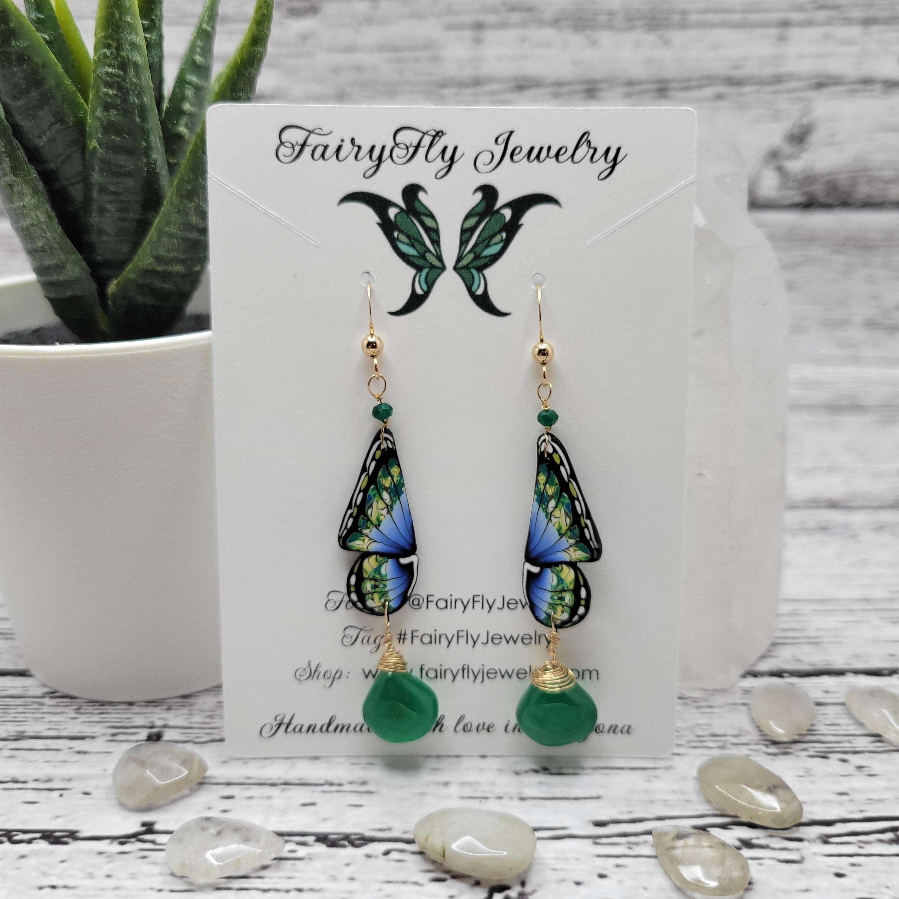 Sea Forest Featherweight Butterfly Gold &amp; Silver Crystal Earrings