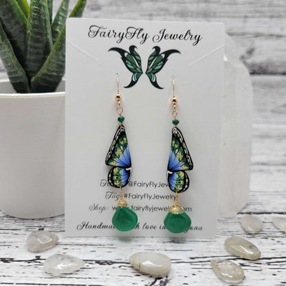 Sea Forest Featherweight Butterfly Gold &amp; Silver Crystal Earrings