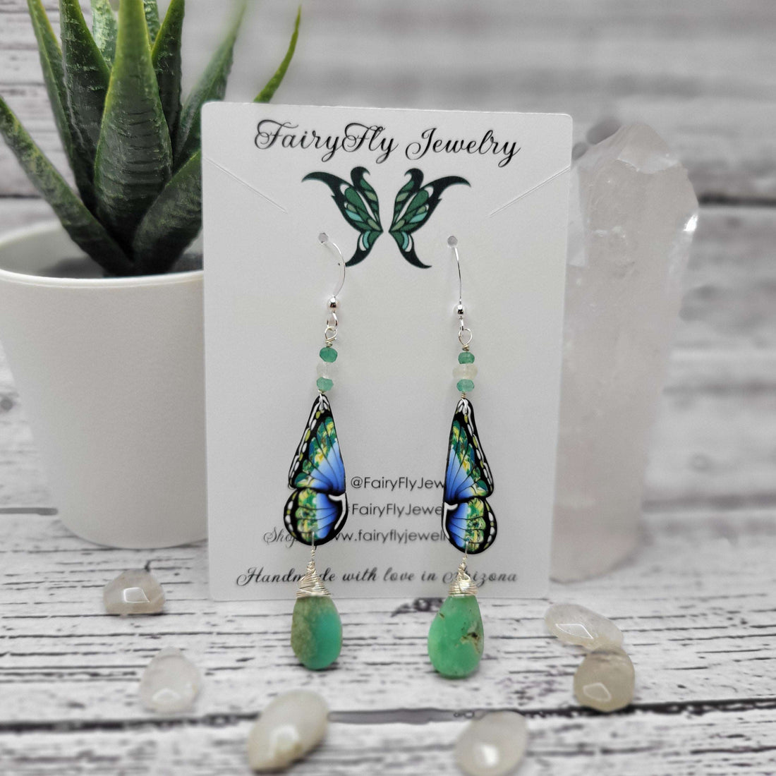 Sea Forest Featherweight Butterfly Gold &amp; Silver Crystal Earrings