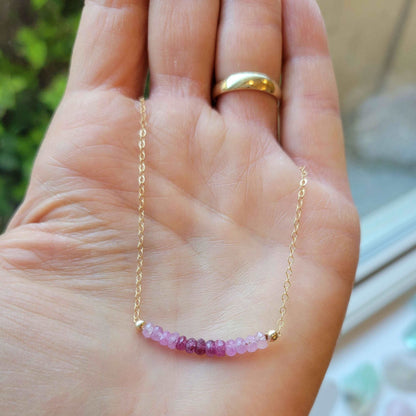 Reserved for Melissa L: Pink Sapphire Ombre Necklace on 14K Gold-Filled Chain