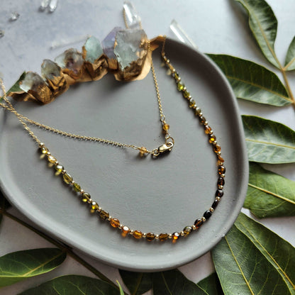 Handcrafted 14K Gold-Filled Ombre Amber &amp; Green Tourmaline Necklace