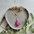 Pink Chalcedony & Sapphire Necklace on 18" 14k Gold-Filled Chain