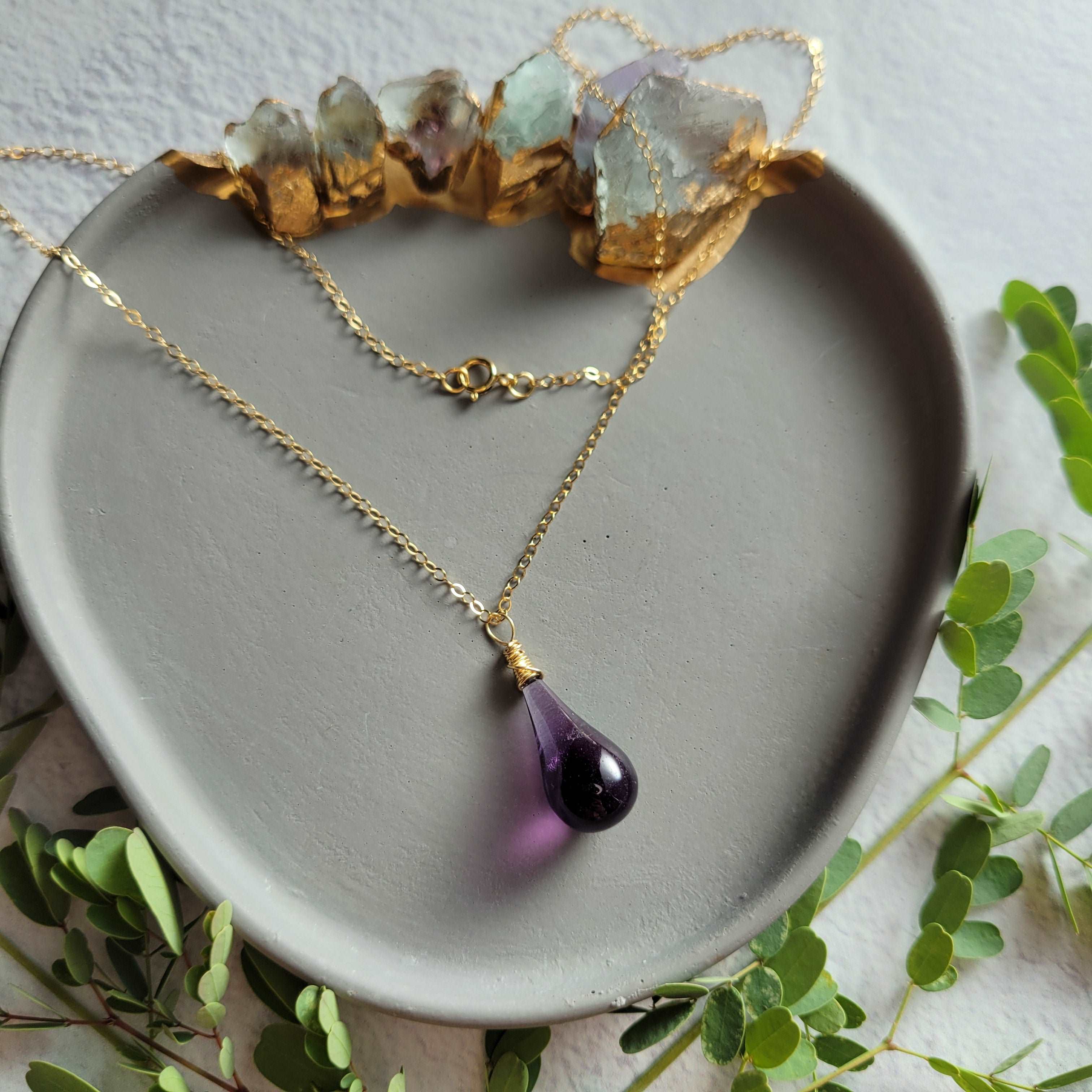 Amethyst Necklace on 18&quot; 14k Gold-Filled Chain