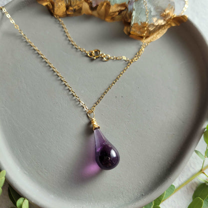 Amethyst Necklace on 18&quot; 14k Gold-Filled Chain