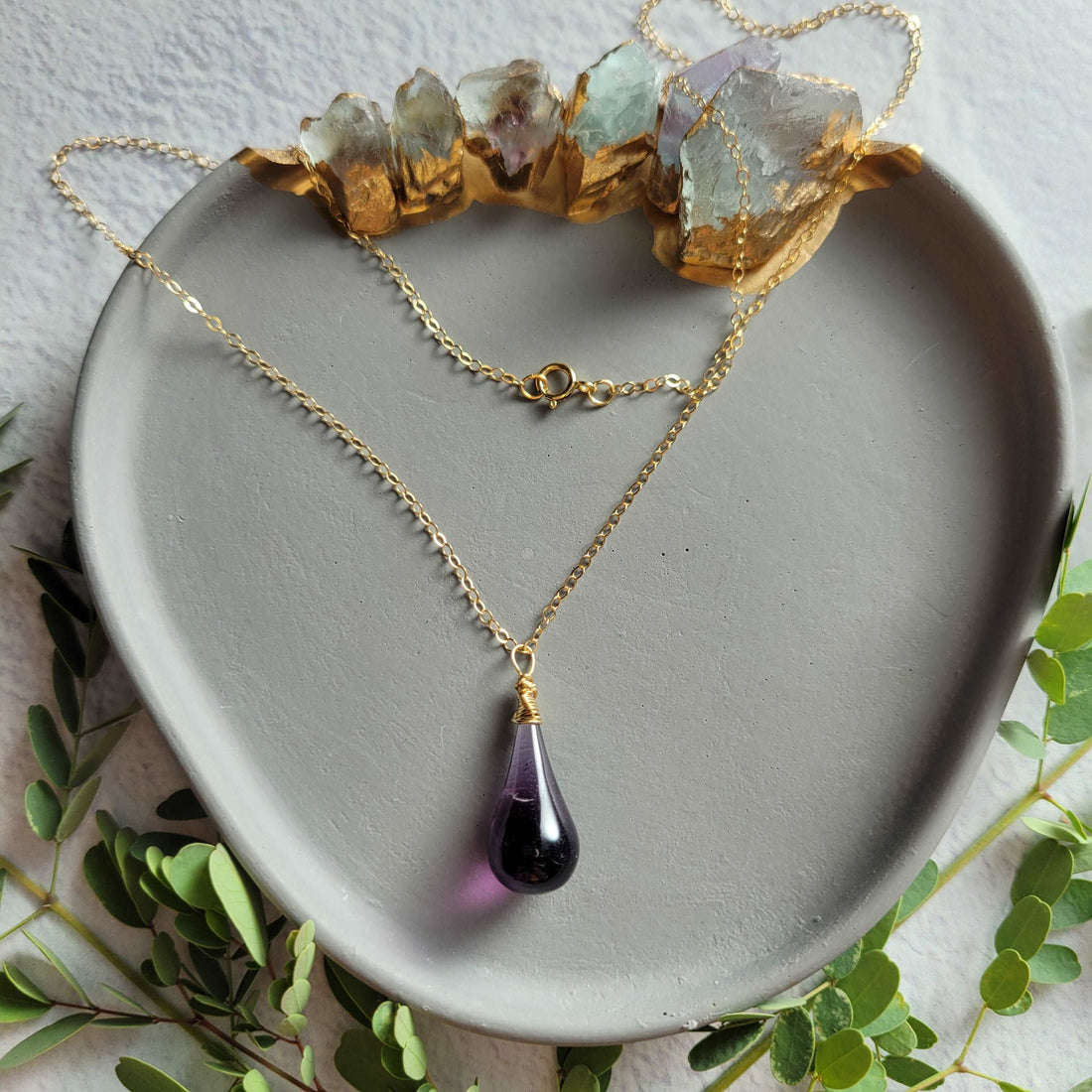 Amethyst Necklace on 18&quot; 14k Gold-Filled Chain