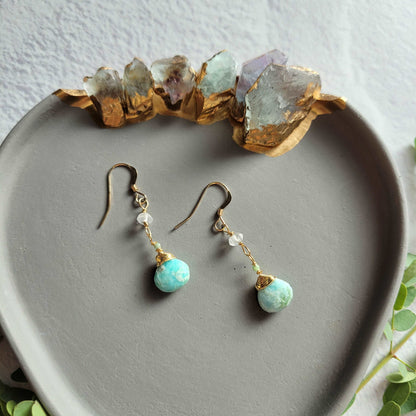 Handcrafted 14K Gold-Filled Larimar &amp; Green Tourmaline Earrings