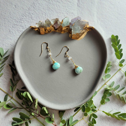 Handcrafted 14K Gold-Filled Larimar &amp; Green Tourmaline Earrings