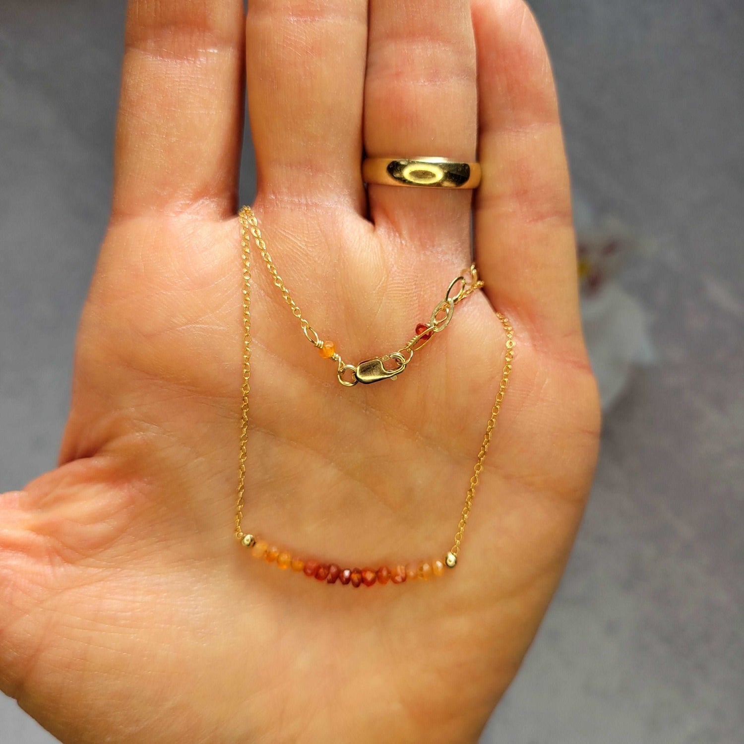 17-18&quot; 14k Gold-Filled Ombre Carnelian Fall Necklace