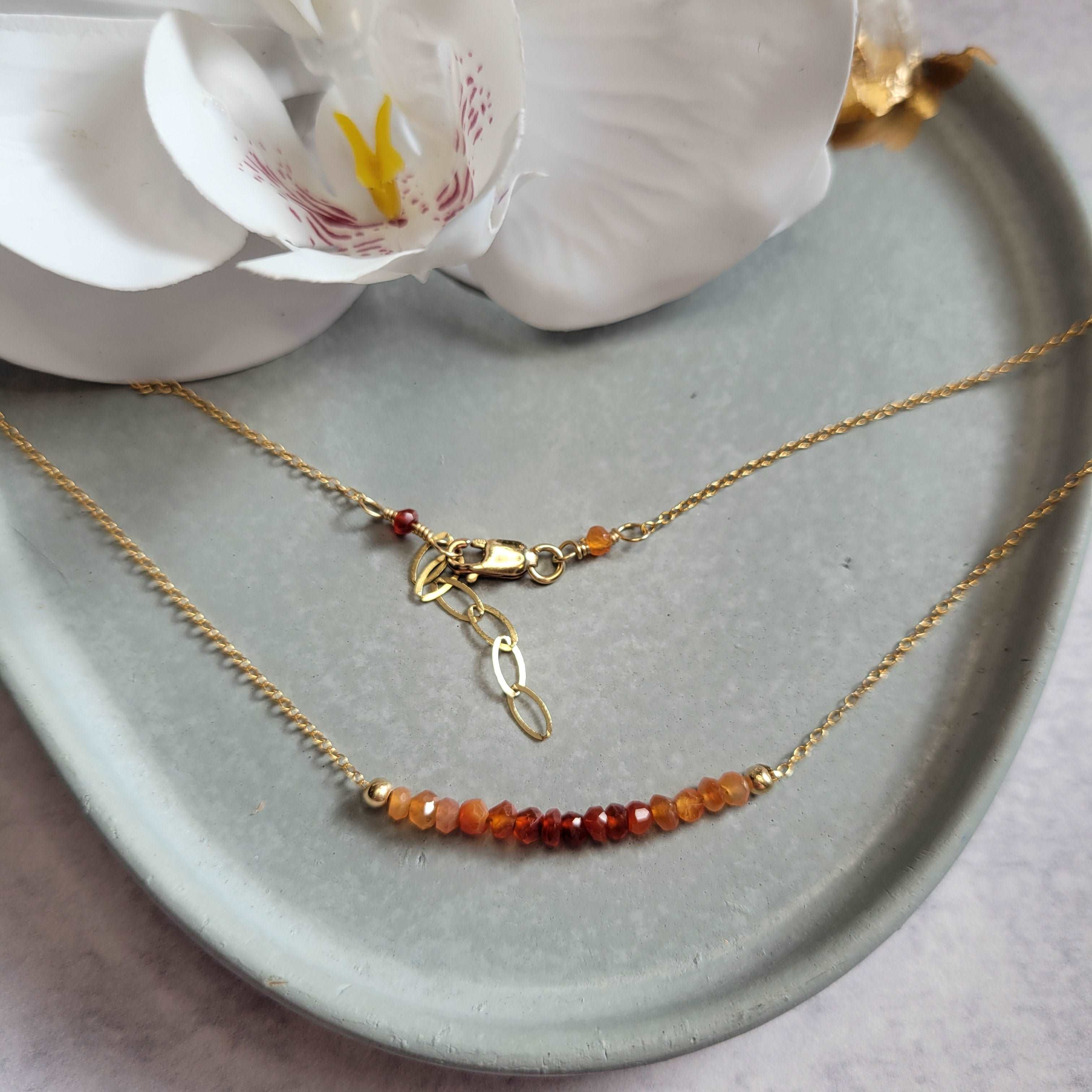 17-18&quot; 14k Gold-Filled Ombre Carnelian Fall Necklace