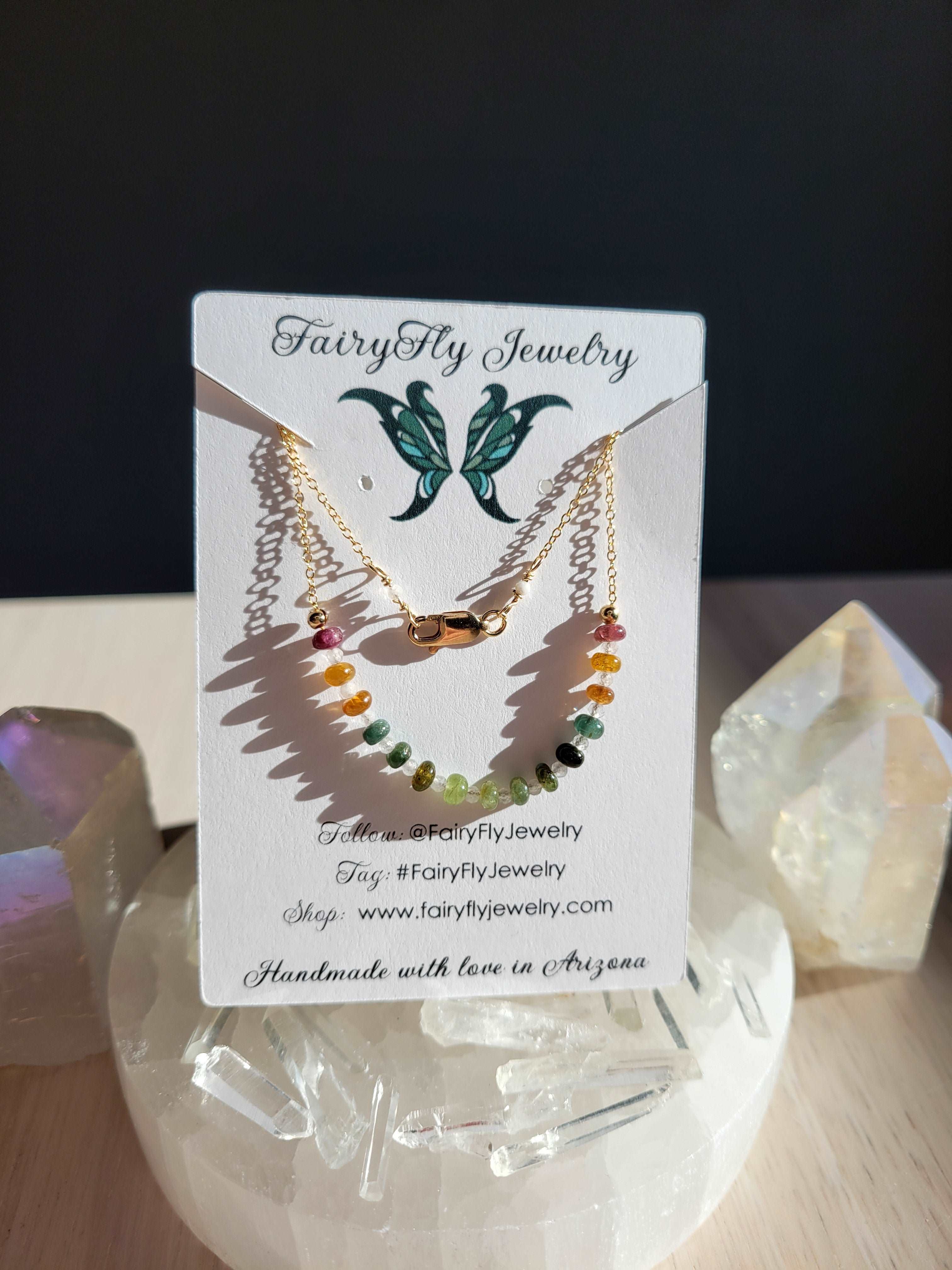 Chakra Harmony: Multi-Tourmaline &amp; Rainbow Moonstone Necklace