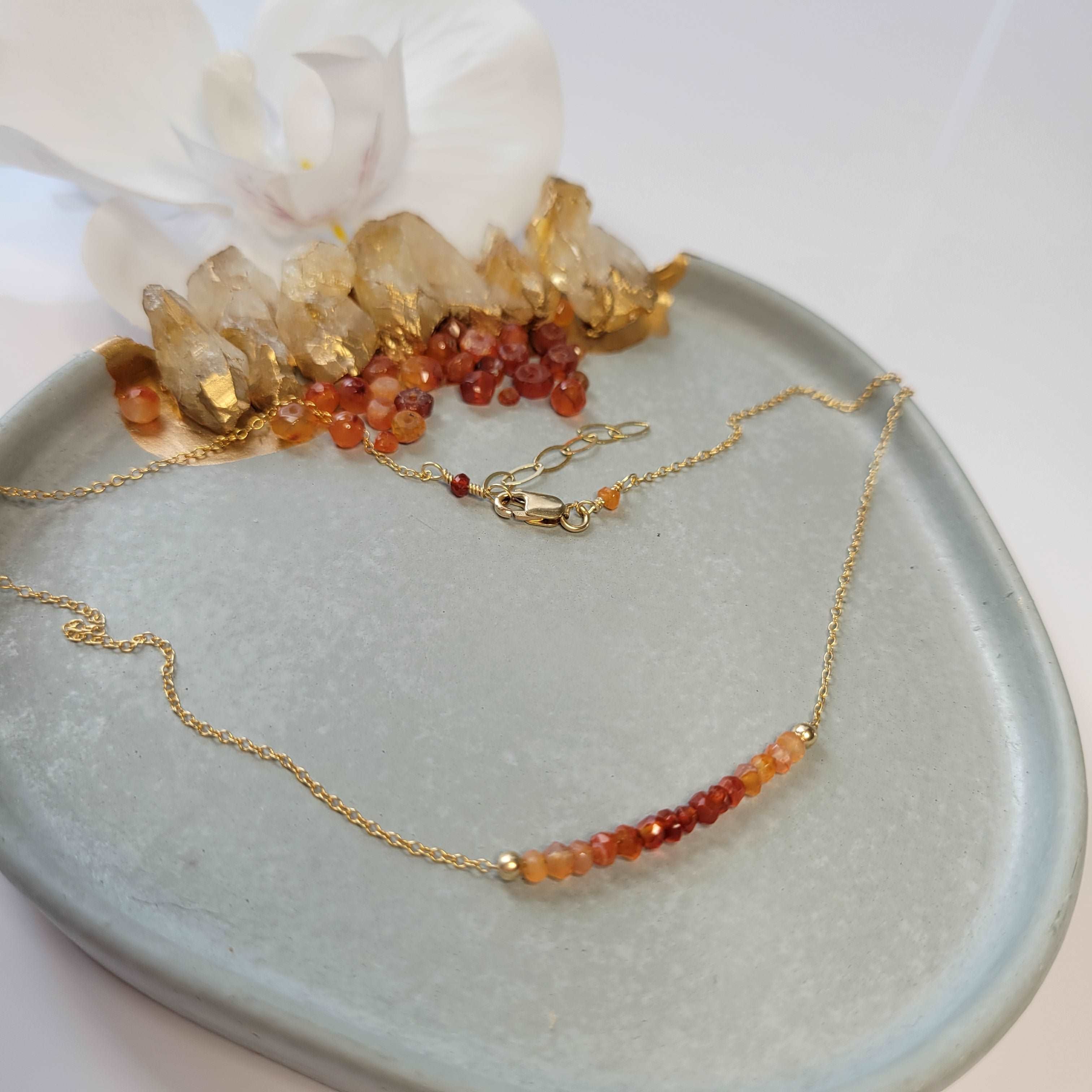 17-18&quot; 14k Gold-Filled Ombre Carnelian Fall Necklace