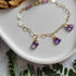 Handcrafted 14k Gold-Filled Gemstone Charm Bracelet with Amethyst & Pink Tourmaline