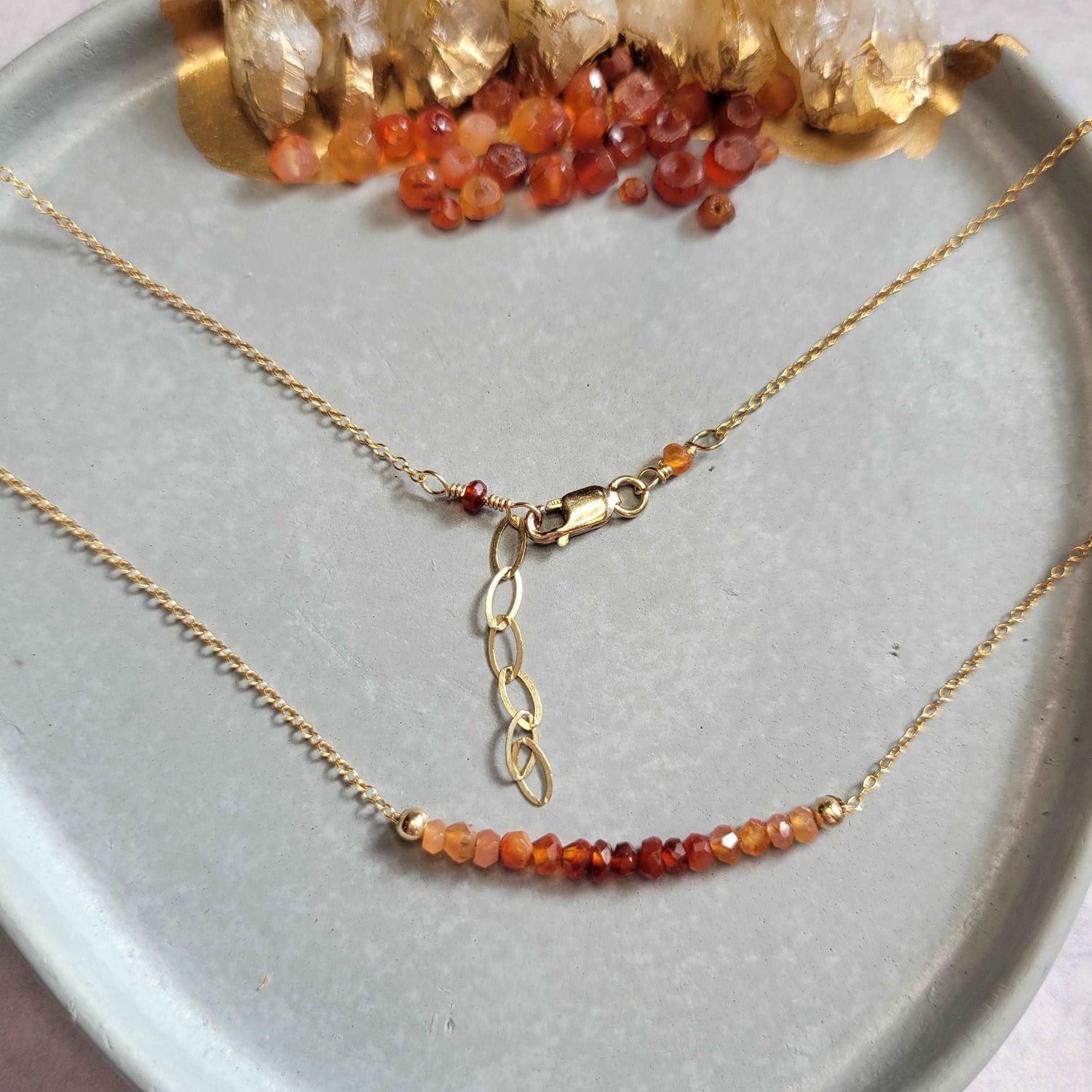 17-18&quot; 14k Gold-Filled Ombre Carnelian Fall Necklace