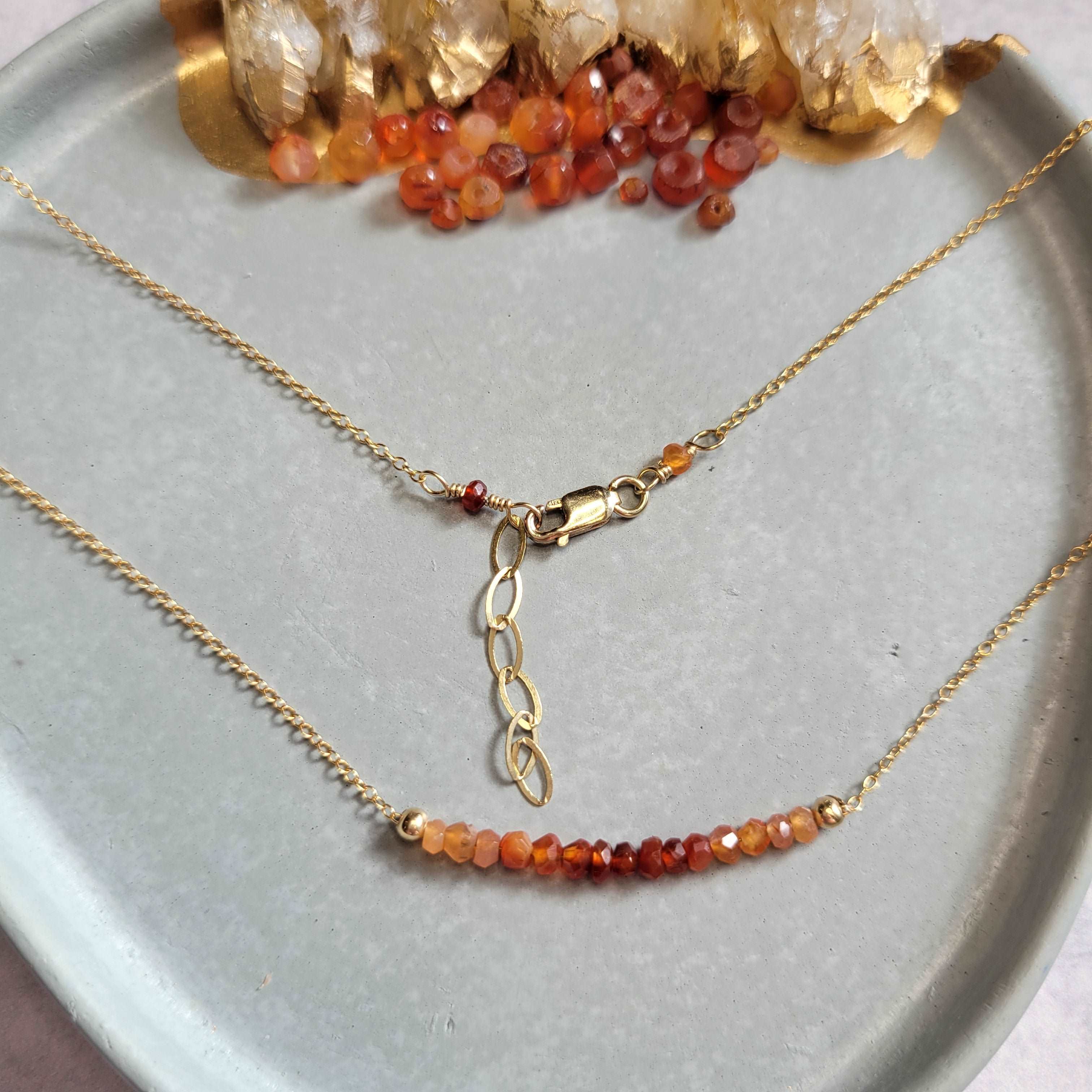 17-18&quot; 14k Gold-Filled Ombre Carnelian Fall Necklace