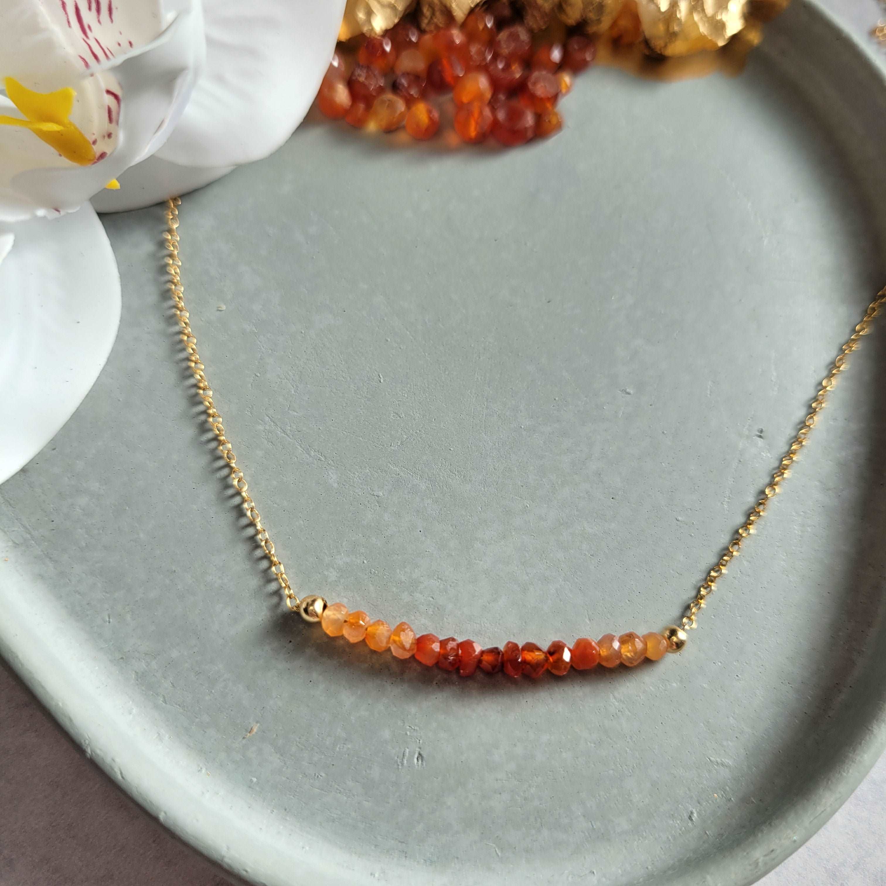 17-18&quot; 14k Gold-Filled Ombre Carnelian Fall Necklace