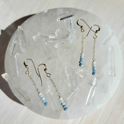 14k Gold-Filled Ombre Bridal Blue Opal Threader Inspired Earrings